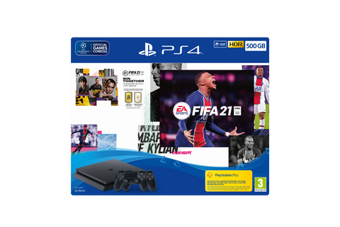 PS4 500GB Black Console with FIFA 21 and Additional DualShock Hard Bundle plus PS4 Gamer pack